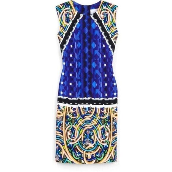 Peter Pilotto Blue Multicolor Printed Sleeveless Shift Dress Size 6 - Picture 1 of 11